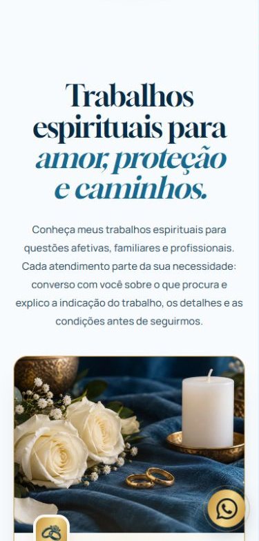 Página de atendimento espiritual criada pela VISE